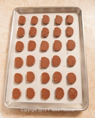 Tray of unbaked cookies