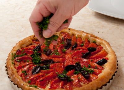 Parsley on French Onion Tart