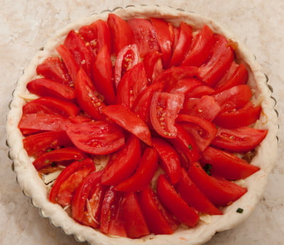 Tomatoes on whole tart