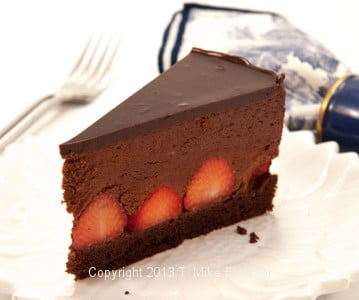 Finished Slice, Chocolate Strawberry Mousse Torte