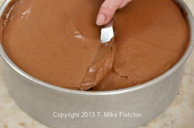 Mousse being spread, Chocolate Strawberry Mousse Torte