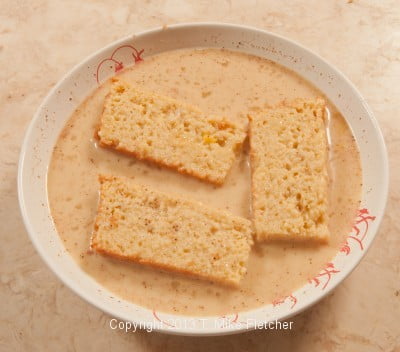 Cornbread soaking