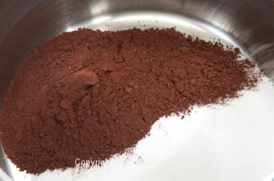 Cocoa and sugar in pot