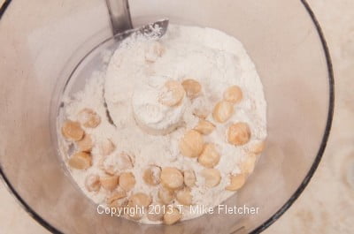 Flour and nuts in processor