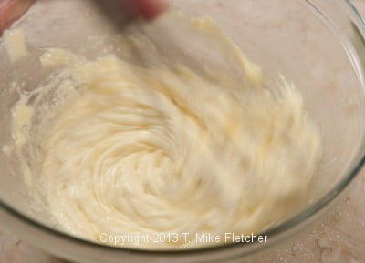 whisking butter in