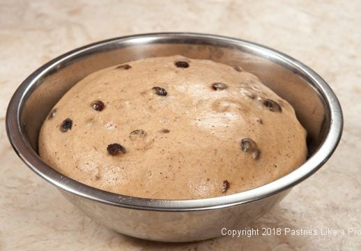 Risen dough for Hot Cross Buns