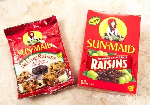Two packages of raisins for Hot Cross Buns
