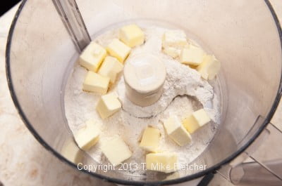 Butter and flour in processor