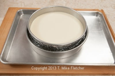 Cheesecake on rimmed pan