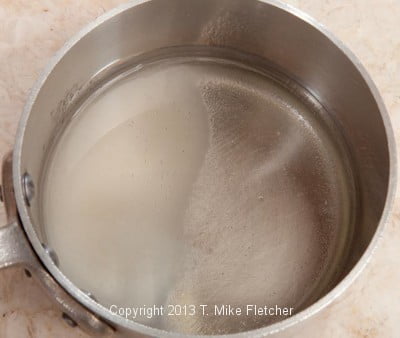 Sugar/water in pan