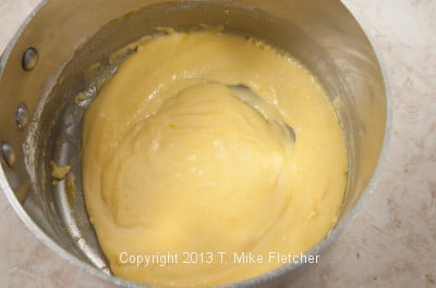 Flour whisked in