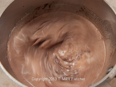 Chocolate being whisked