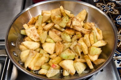 Apples in pan