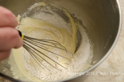 Whisking flour in