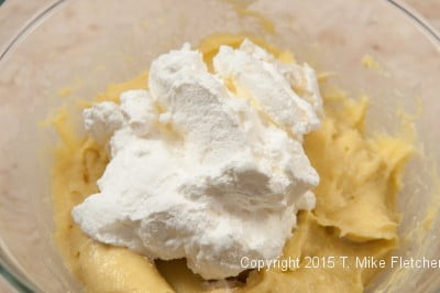 Whipped cream on pastry cream