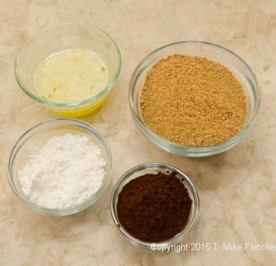 Crust ingredients for the Triple Chocolate Cheesecake