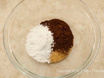 Dry Ingredients for the crust of the Triple Chocolate Cheesecake