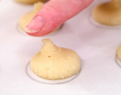 Flattening the point on the Amaretti cookies