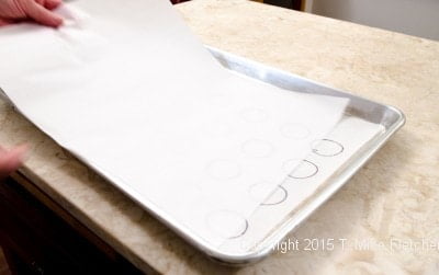 Parchment paper over drawn circle template