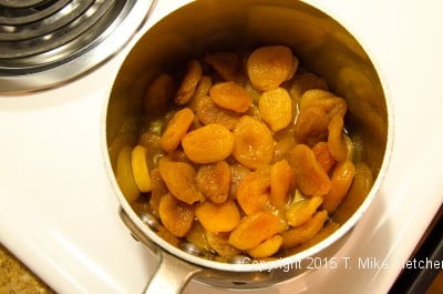 Apricots and water for Viennese Apricot Torte