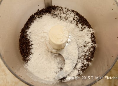 Cake flour in processor for Viennese Apricot Torte
