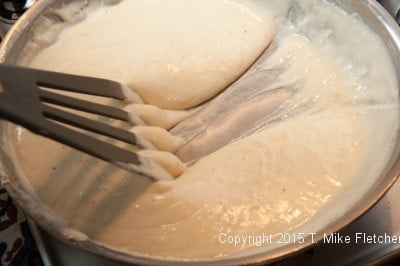 Béchamel with cheese finished for Seafood Crepes