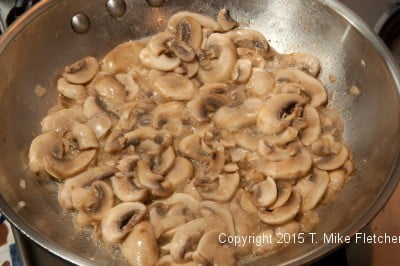 Sauteed mushrooms for Seafood Crepes