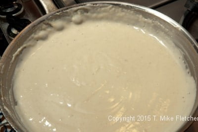 White sauce cooked for Seafood Crepes