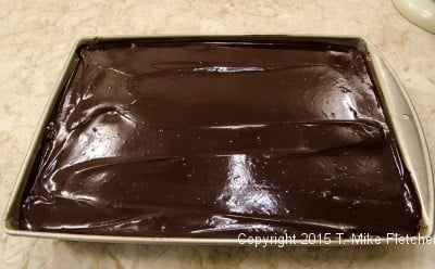 Ganache on top of the Hazelnut Crunch Bars