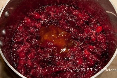 Apricot preserves added to Cranberry Fresh Pineapple Relish