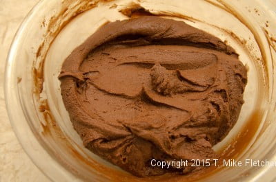 Chocolate mousse ready to frost the Double Chocolate Mousse Cake