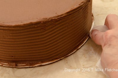 Cleaning the bottom board or the Double Chocolate Mousse Cake