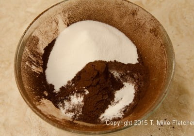 Dry ingredients for the Double Chocolate Mousse Cake