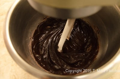 Chocolate ingredients mixed for the Double Chocolate Mousse Cake