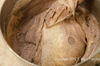 Folding in the last of the flour for the Buche de Noel