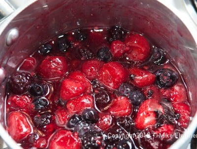 Berries boiling for Belgium Waffles