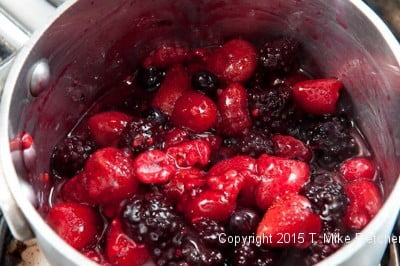 Berries in a pan for Belgium Waffles