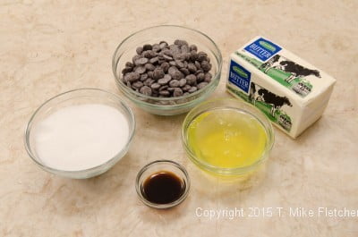 Ingredients for chocolate buttercream for Buche de Noel