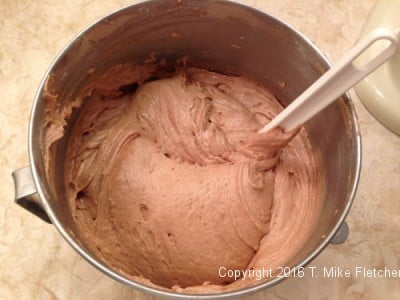 Egg whites folded into batter for One Batter Two Classic Cakes