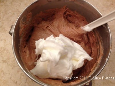 Remainder of egg whites in batter for One Batter Two Cakes