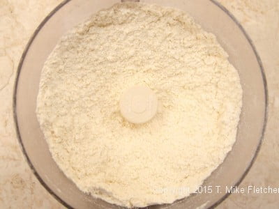 Butter cut into flour mixture for Updated Lemon Bars
