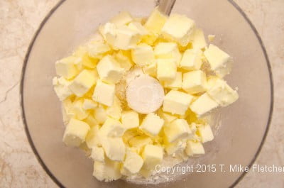 Butter added to processor for Updated Lemon Bars