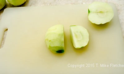 Cutting apples for Apple Crostatas with OPastry Cream