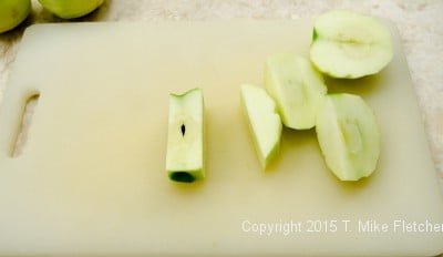 Cutting apples for Apple Crostatas with Pastry Cream