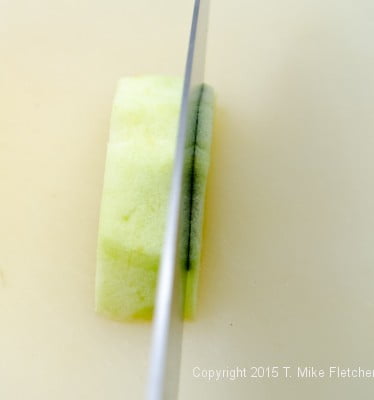 Slicing the apples for Apple Crostatas with Pastry Cream