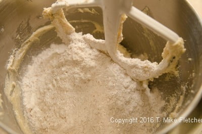 Flour added to make crumbs for the New York Crumbcake