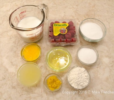 Ingredients for Lemon Raspberry Pudding Cake