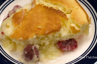 Lemon Raspberry Pudding Cake