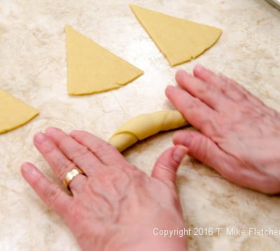 Rolling pastry for Kifle with Walnuts