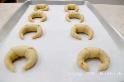 Finished tray of pastry for Kifle with Walnut Filling